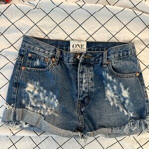 One teaspoon hawks Distressed Denim Cutoff Shorts sz 28